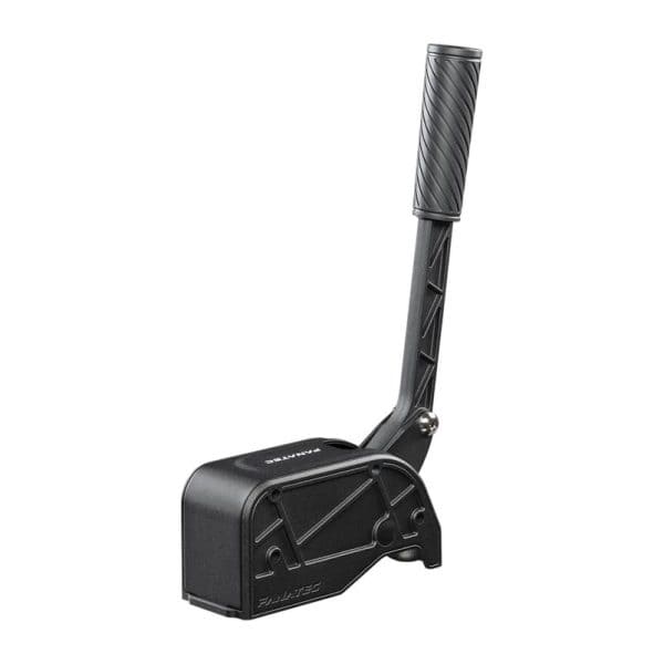 De Fanatec ClubSport Handbrake V2 (Refurbished) is een zwarte handrem in hendelstijl met een handgreep met textuur en een hoekige basis.