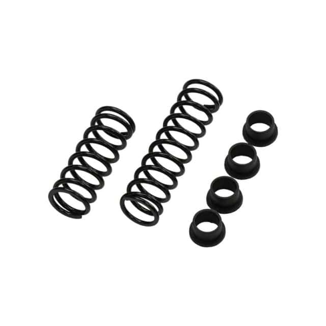 De Fanatec ClubSport Pedalen V3 Harde Veerset bestaat uit twee zwarte metalen spiraalveren en vier zwarte ronde rubber of kunststof bussen.