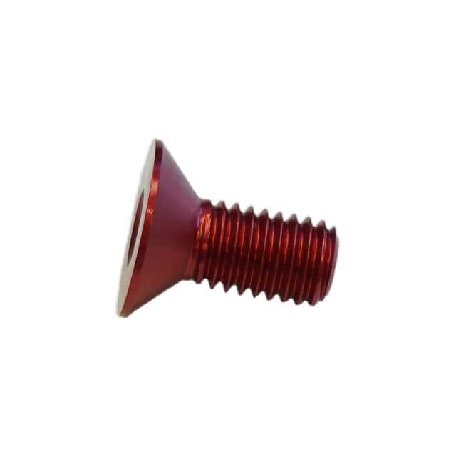 De Fanatec ClubSport Pedalen V3 - M8x16mm Schroef (Rood) is een metalen verzonken schroef met platte kop en schroefdraad.