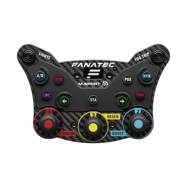 Fanatec ClubSport Steering Wheel Rally Sweden voor Xbox met koolstofvezel afwerking, gekleurde knoppen en gelabelde draai-/schakelschakelaars.