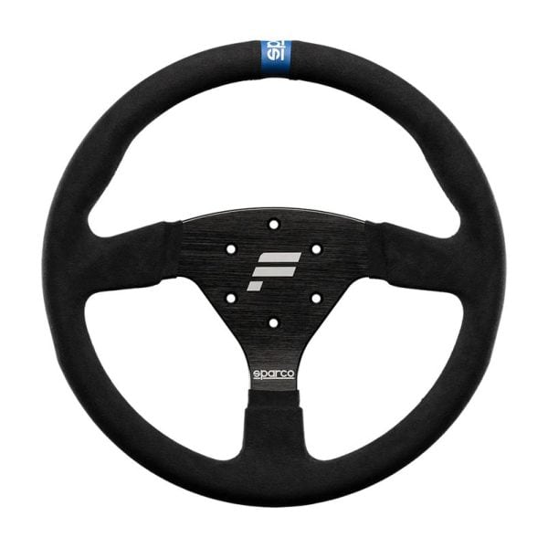 Zwart Fanatec ClubSport Stuur Rally Sweden voor Xbox, met drie metalen spaken, grip met structuur, blauwe middenstrip bovenaan en Fanatec-logo op de onderste naaf.