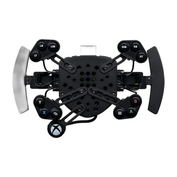 Het Fanatec ClubSport-stuurwiel Round 1 V2 voor Xbox heeft een zwart ontwerp, programmeerbare knoppen en grote handgrepen voor toegankelijkheid.