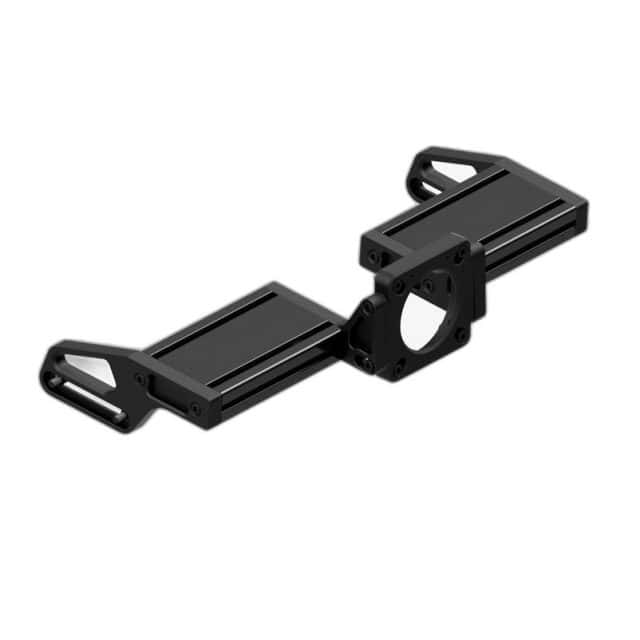 Fanatec P1X Pro Front Mount: zwarte metalen beugel, twee rechthoekige zijden met sleuven, centrale ronde plaat met schroefgaten.